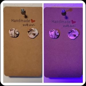 Neopolitan Ice Cream "Ugly Sweater" UV Reactive Handmade Earrings